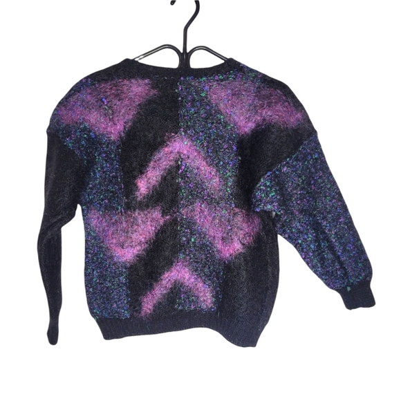 Vintage black and purple wool sweater - Picture 7 of 10